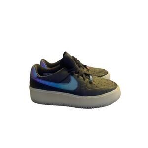 Nike Air Force 1 React Black Iridescent Swoosh Sneakers Women's Size 9